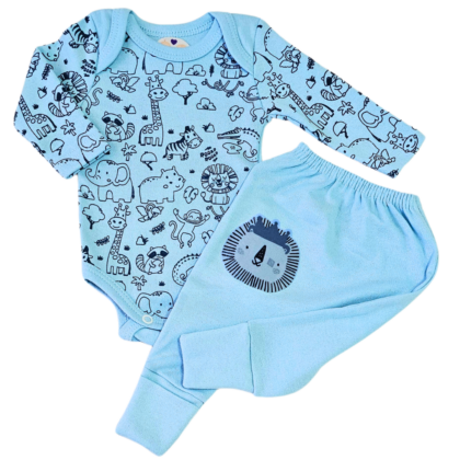 Body e Calça Prematuro Suedine Azul Fofo