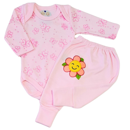 Body e Calça Prematuro Suedine Rosa Fofo