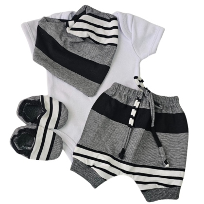Conjunto Shorts Prematuro Listras Black