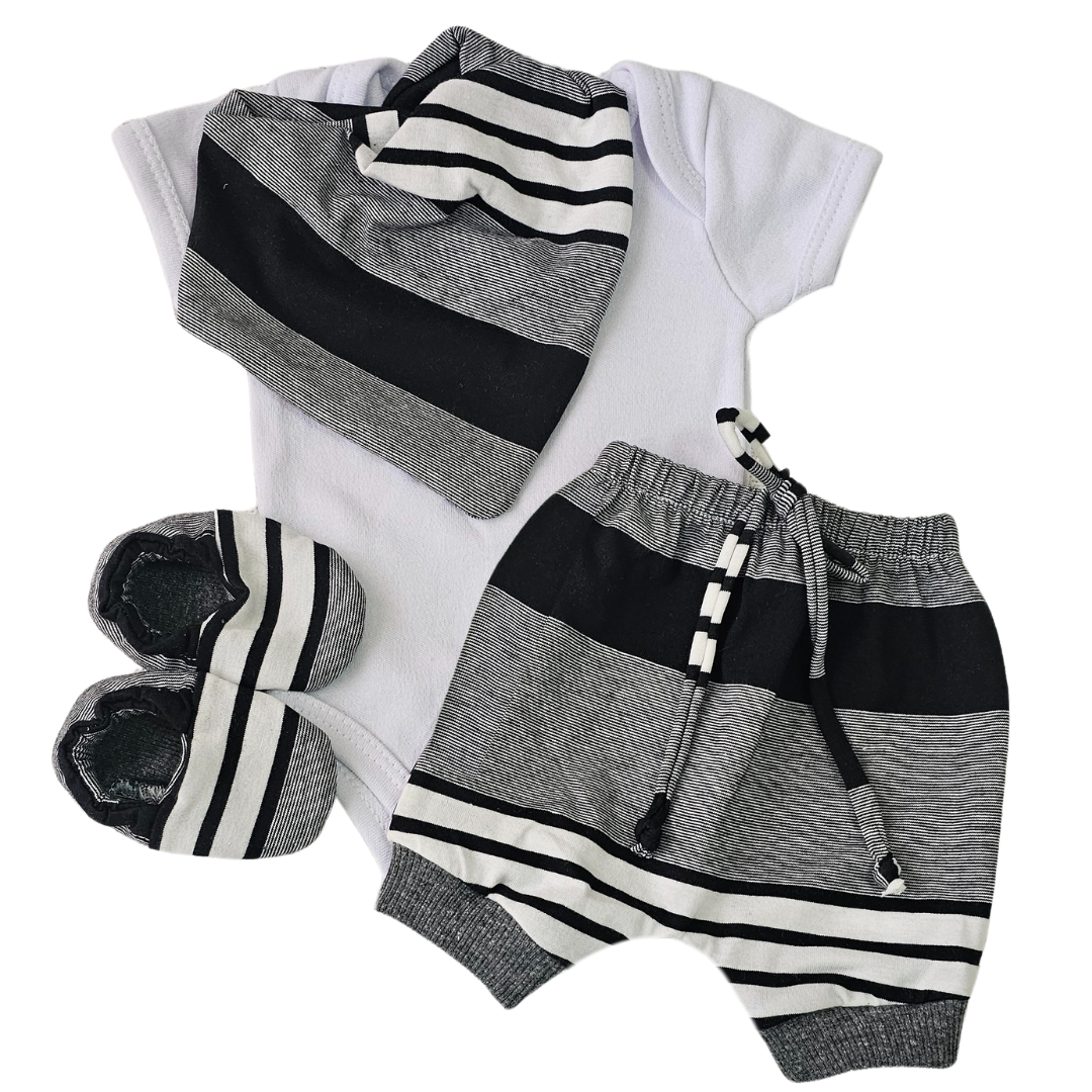Conjunto Shorts Prematuro Listras Black