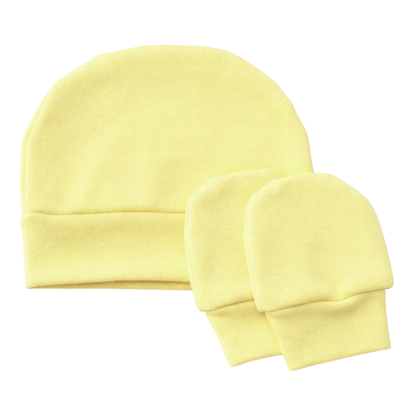 Kit Gorro e Luva Prematuro Suedine Amarelo PR2