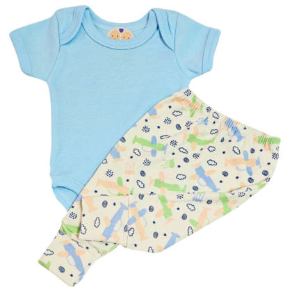 Body e Calça Prematuro Suedine Verão Avião