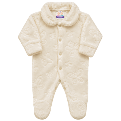 Macacão Prematuro Fleece 3D Borboletas Off