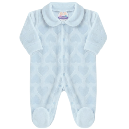 Macacão Prematuro Fleece Coração Azul