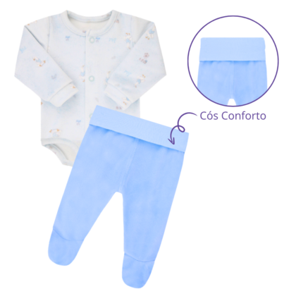 Body e Calça Prematuro Plush Premium Azul