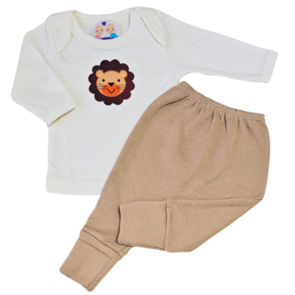 Camiseta e Calça Prematuro Suedine Leãozinho