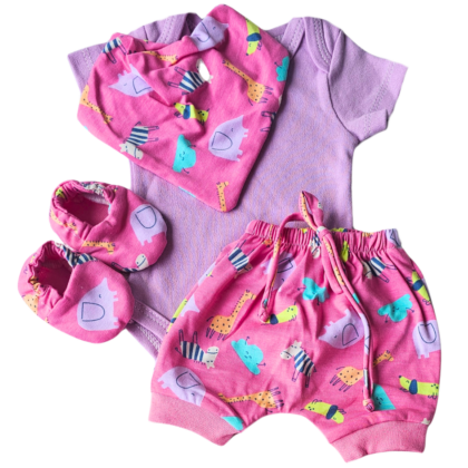 Conjunto Shorts Prematuro Zoo Rosa
