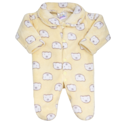 Macacão Prematuro Fleece Urso Amarelo