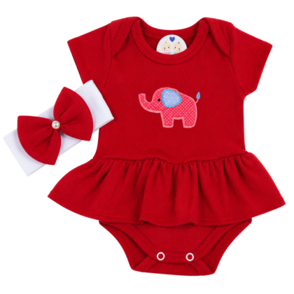 Body Vestido Suedine Prematuro Meu Primeiro Vermelhinho Básico
