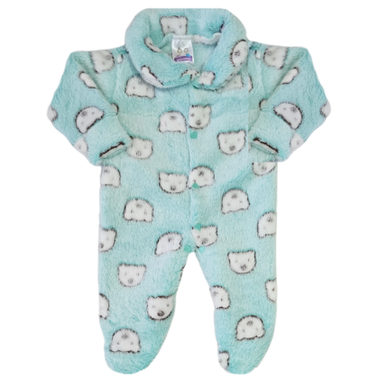 Macacão Prematuro Fleece Urso Verde