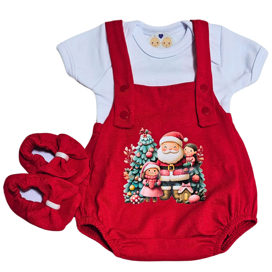 Jardineira Romper Prematuro Natal Apressadinha