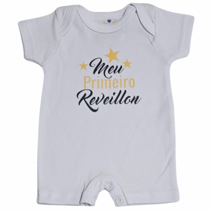 Macacão Curto Prematuro Suedine Meu Primeiro Ano Novo