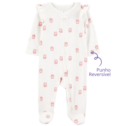 Macacão Prematuro Suedine Peluciado Zíper Premium