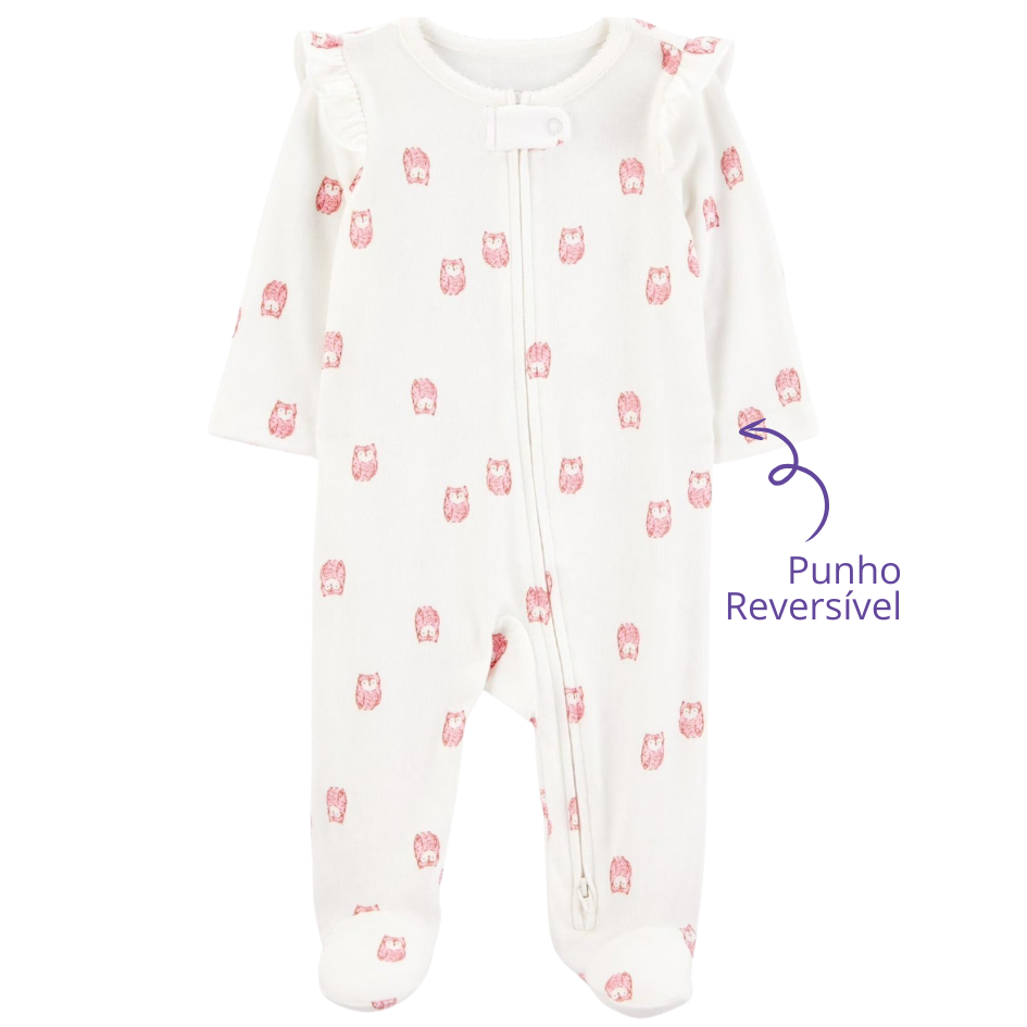 Macacão Prematuro Suedine Peluciado Zíper Premium