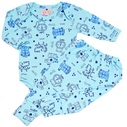 Body e Calça Prematuro Suedine Azul