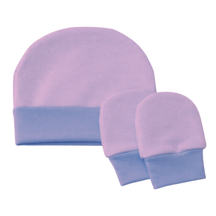 Kit Gorro e Luva Prematuro Algodão Lilás PR2
