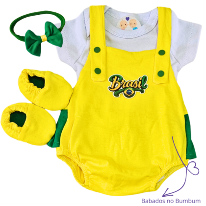Jardineira Romper Prematuro Brasil Apressadinha