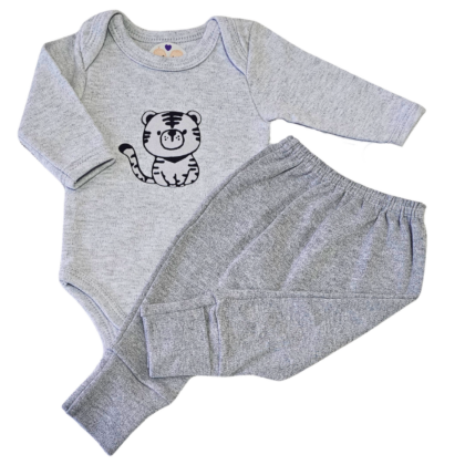 Body e Calça Prematuro Suedine Mescla Fofinho