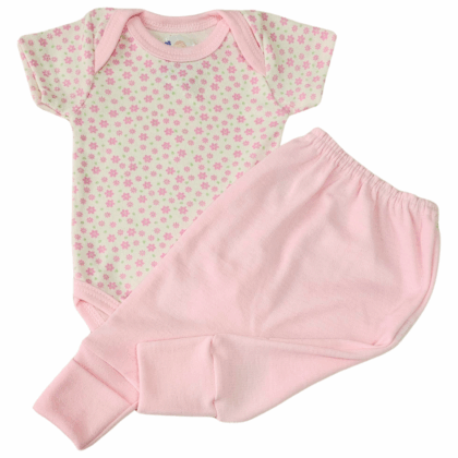 Body e Calça Prematuro Suedine Verão Rosa