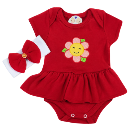 Body Vestido Suedine Prematuro Meu Primeiro Vermelhinho Básico