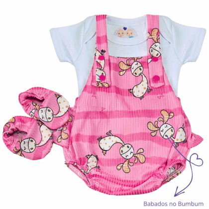 Jardineira Romper Prematuro Cervinho Feliz