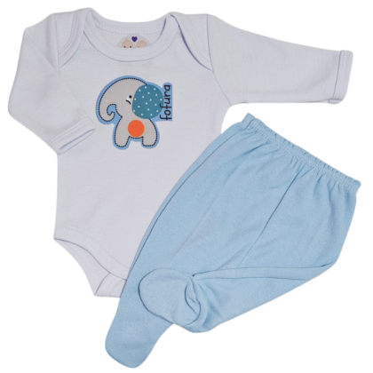 Body e Calça Prematuro Suedine Fofura Azul