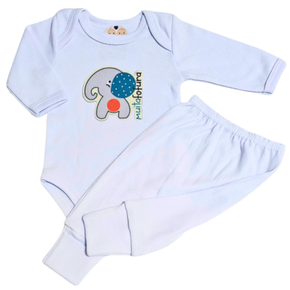 Body e Calça Prematuro Suedine Fofura Branco