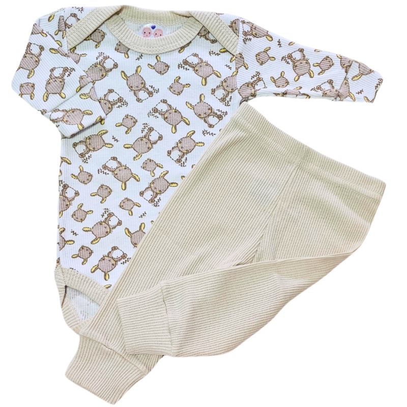Body e Calça Prematuro Canelado Coelhinho