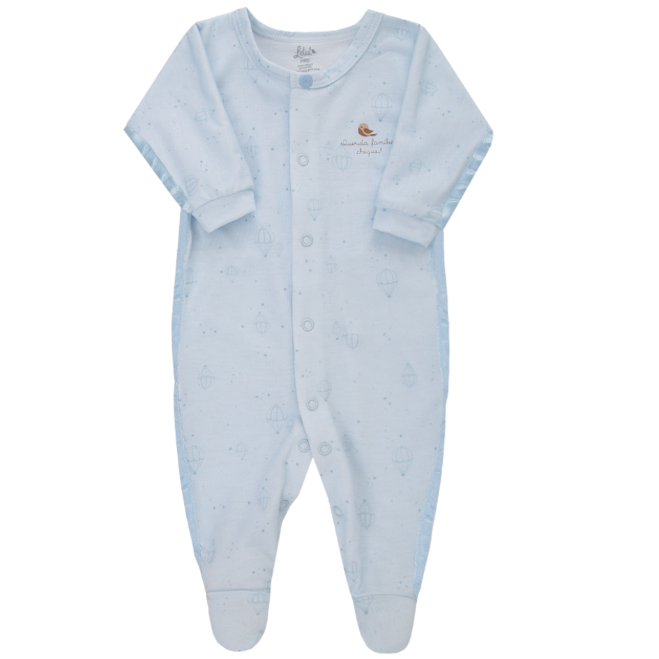 Macacão Prematuro Querida Família Cheguei Azul