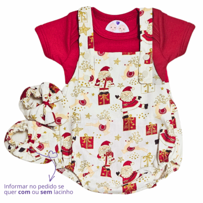 Jardineira Romper Prematuro Natal Feliz