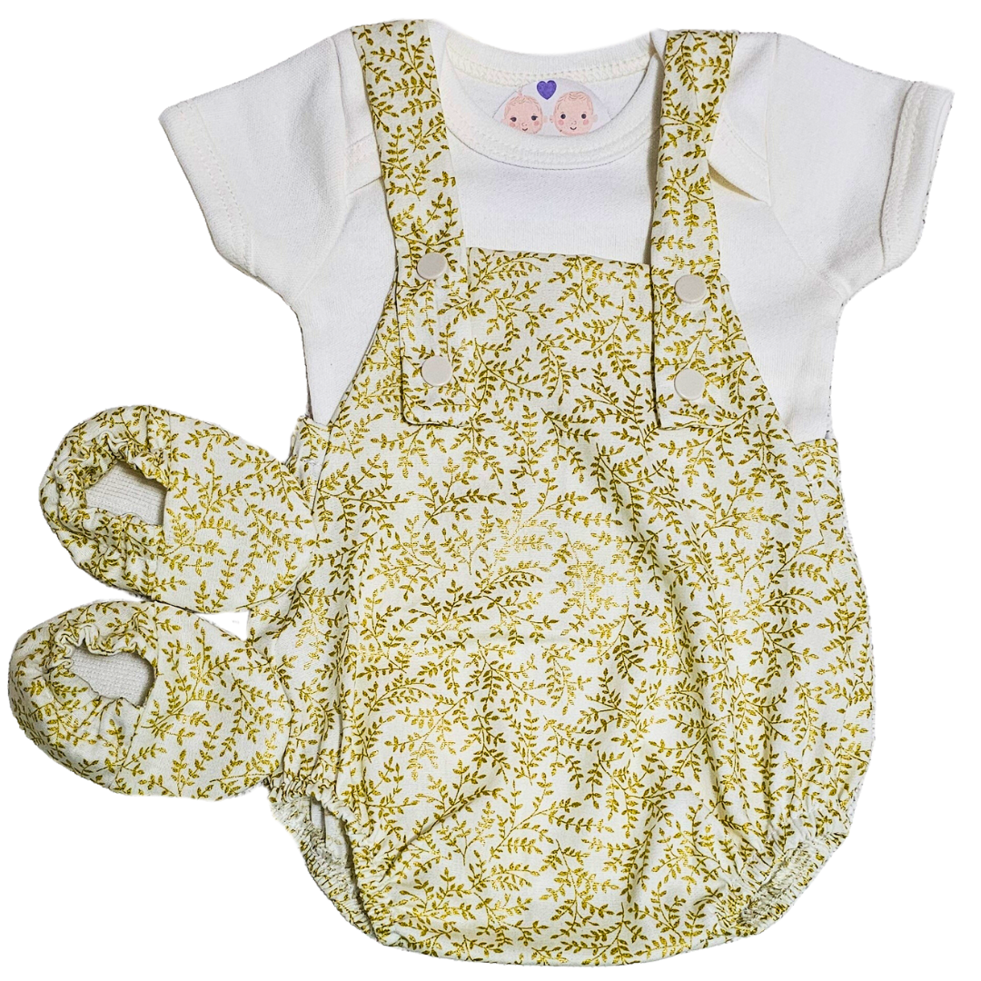 Jardineira Romper Prematuro Dourado Luxo - Imagem 2