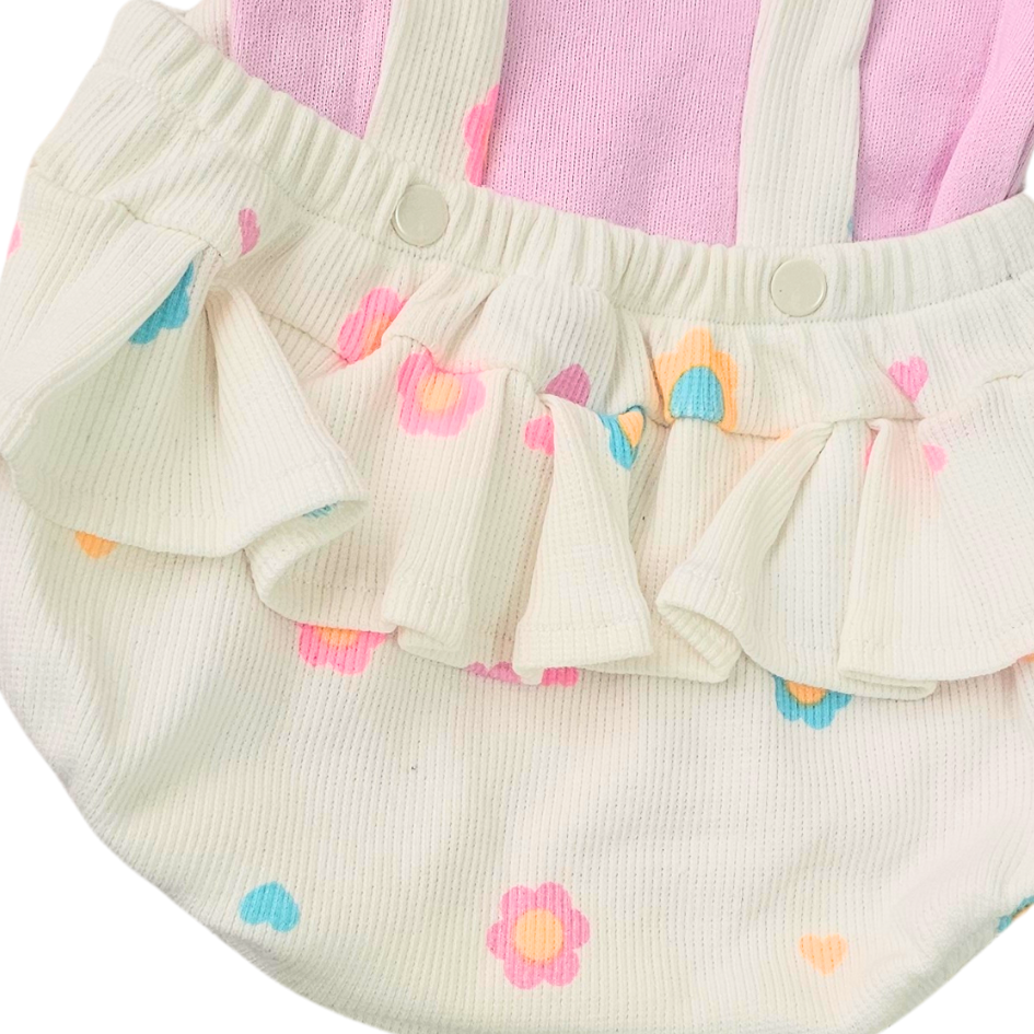 Jardineira Romper Prematuro Flores Delicadas - Imagem 2