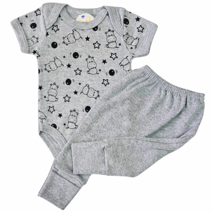 Body e Calça Prematuro Suedine Mescla Fofo