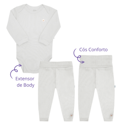 Body e Calça Prematuro Canelado Premium Off