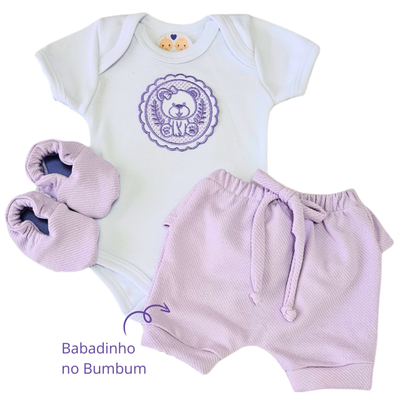 Conjunto Shorts Prematuro Luxo Lilás