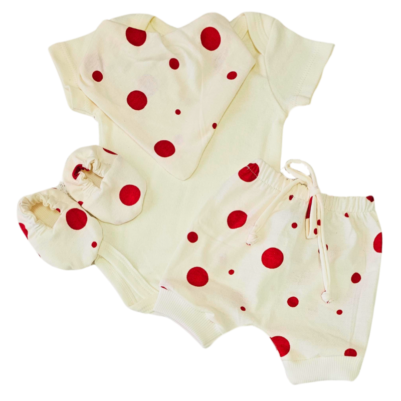 Conjunto Shorts Prematuro Poá Vermelho