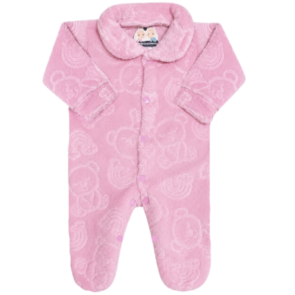Macacão Prematuro Fleece 3D Ursinho Rosa