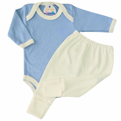Body e Calça Prematuro Suedine Azul Off