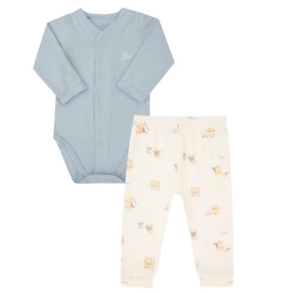 Body e Calça Prematuro Suedine Premium Azul