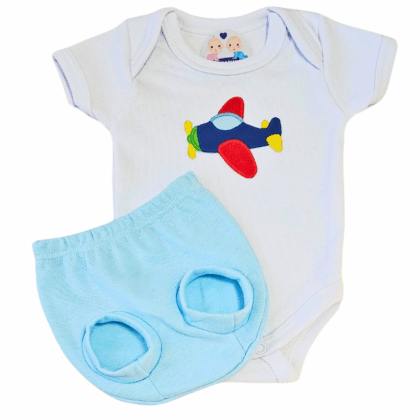 Conjunto Tapa Fralda Prematuro Suedine Avião