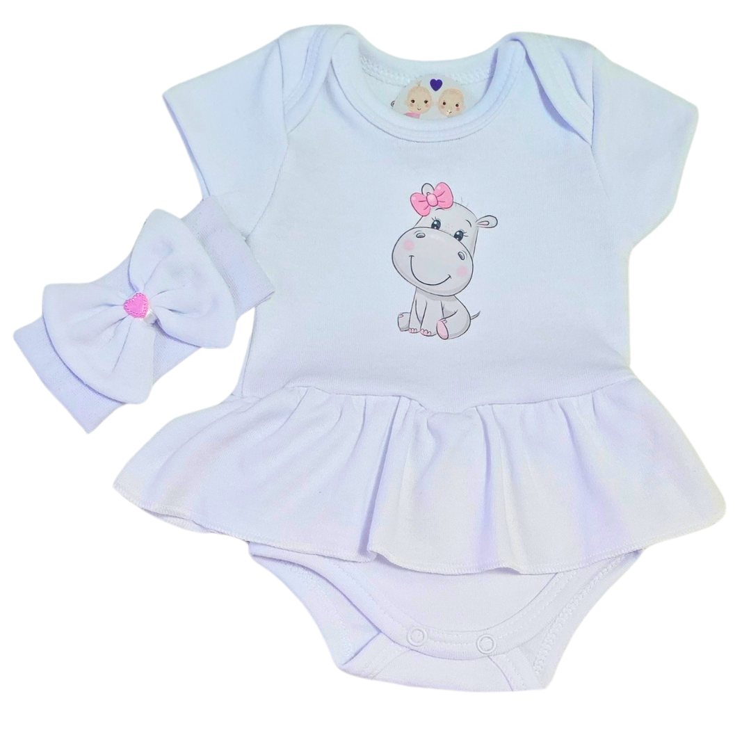 Body Vestido Suedine Prematuro Meu Primeiro Branquinho Básico