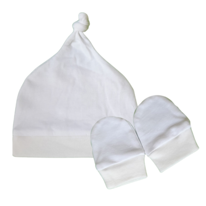 Kit Gorro e Luva Prematuro Algodão Branco