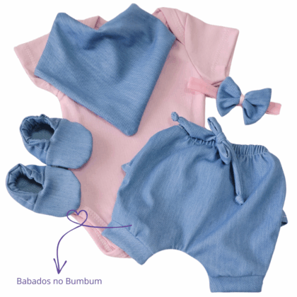 Conjunto Shorts Prematuro Estilo Jeans Claro Apressadinha