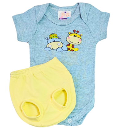 Conjunto Tapa Fralda Prematuro Suedine Fofura Azul