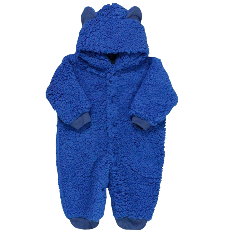 Macacão Prematuro Pelúcia Teddy Azul Royal