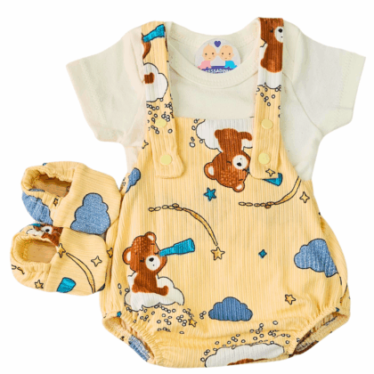 Jardineira Romper Prematuro Ursinho Observador