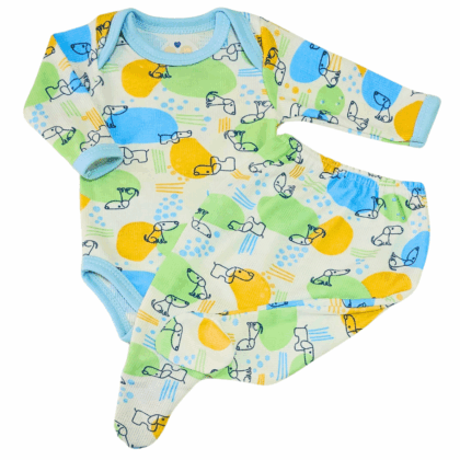 Body e Calça Prematuro Canelado Cachorrinho Feliz