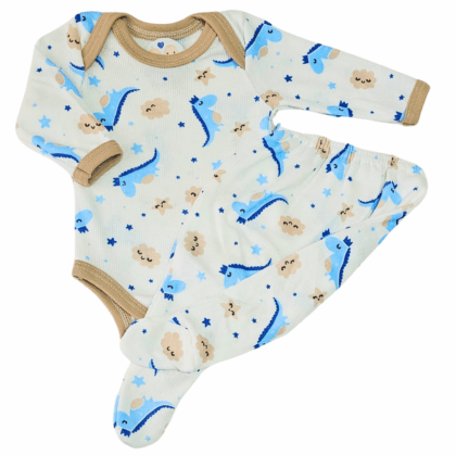 Body e Calça Prematuro Canelado Dino Feliz