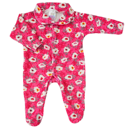 Macacão Prematuro Plush Flores Pink