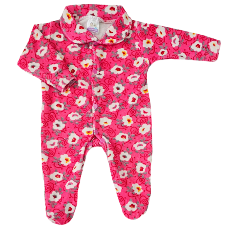 Macacão Prematuro Plush Flores Pink